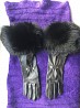 Перчатки новые versace италия кожа черные мех лиса песец двойной разме