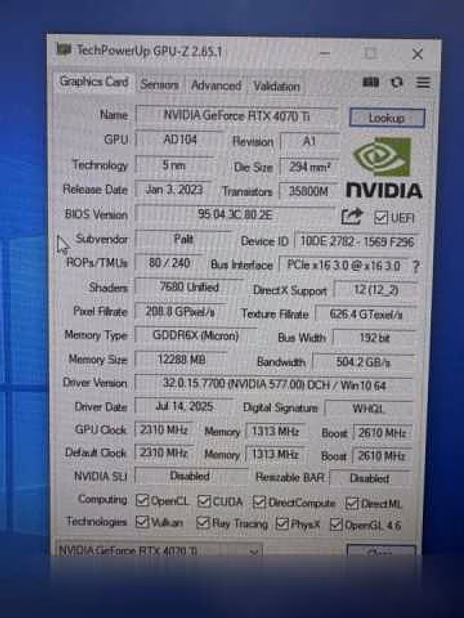 Продам: RTX 4070 Ti 12Gb GameRock Midnight