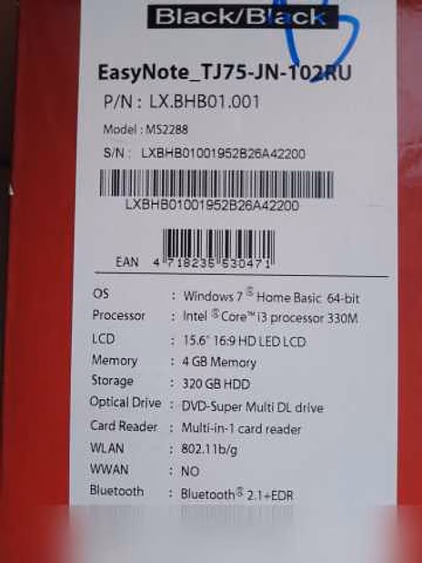 Продам: ноутбук Packard Bell MS2278 EasyNote TJ75 Core i3 в Москве