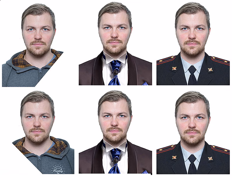 Фото на документы, удаленная обработка, подставить форму, костюм, коррекция лица, возраста и веса