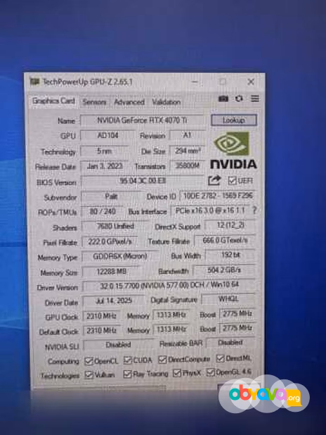 Продам: RTX 4070Ti 12Gb OC GameRock Midnight Черный алмаз