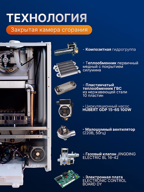 Газовый котел HUBERT Smart AGB 35DY настенный двухконтурный