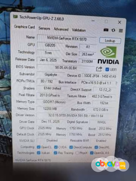 Продам: видеокарту Nvidia Gigabyte Rtx 5070ti