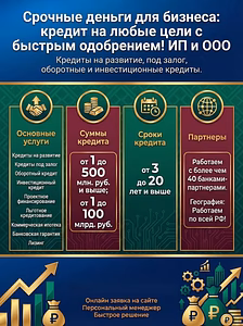 Срочные деньги для бизнеса до 500 млн. и выше по РФ!  Деньги на любые цели с быстрым одобрением