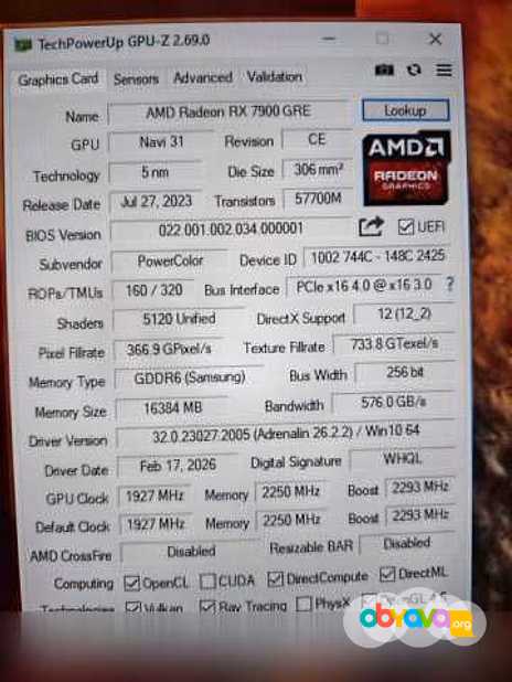 Продам: RX 7900 GRE 16Gb PowerColor Fighter