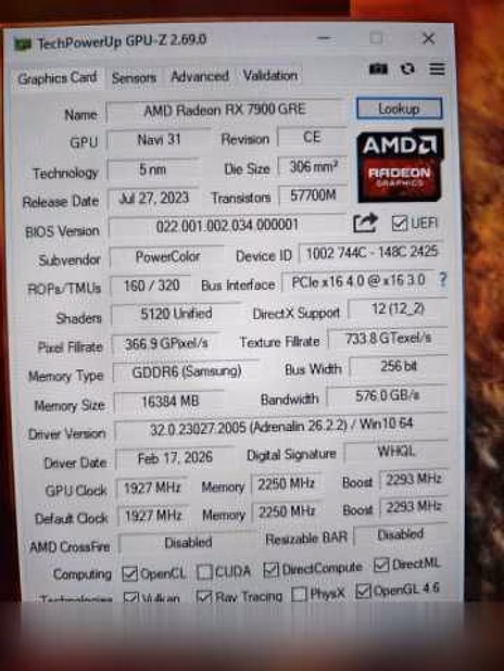 Продам: RX 7900 GRE 16Gb PowerColor Fighter