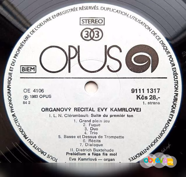 Kamrlova Eva Organ Recital LP 