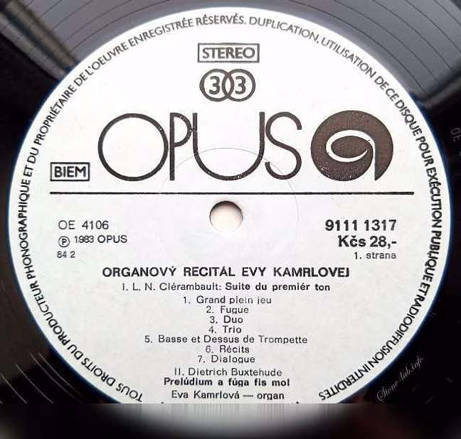 Kamrlova Eva Organ Recital LP 