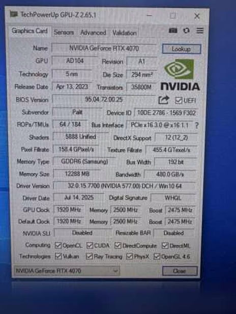 Продам: RTX 4070 12Gb
